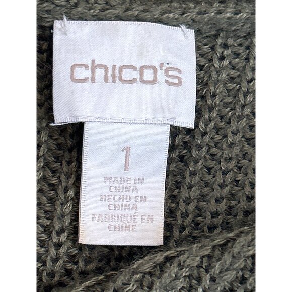 Chicos Sweater Vest Womens Size 1 Olive Green Sleeveless High-Low Hem - Picture 4 of 9
